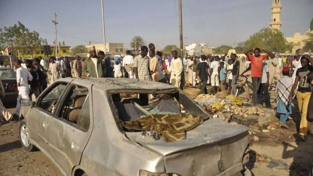 The site of a bomb explosion in Kano.