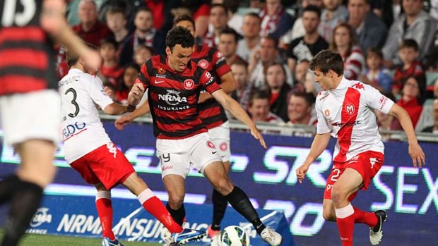 Man of the match: Western Sydney's Mark Bridge scored after 29 minutes against Melbourne Heart.