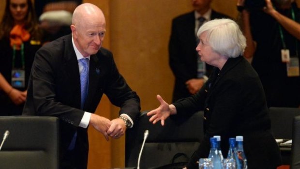 Reserve Bank governor Glenn Stevens and US Federal Reserve chair Janet Yellen in Sydney in February.