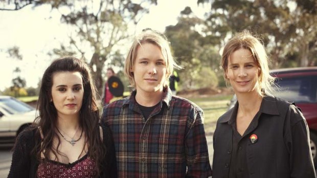 Cast members Laura Wheelwright, Alex Williams and Rachel Griffiths.
