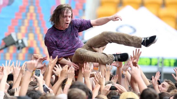 Riding the wave &#8230; Matthew Shultz, vocalist with Cage the Elephant, at Auckland's Big Day Out on Friday.