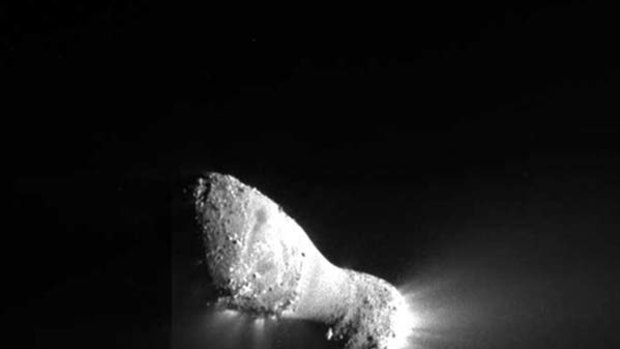 This close-up view of comet Hartley 2 was taken by NASA's EPOXI mission during its fly-by of the comet.