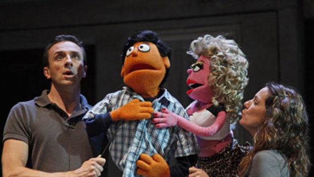 Centre stage ... Mitchell Butel and Michala Banas in <i>Avenue Q</i>.