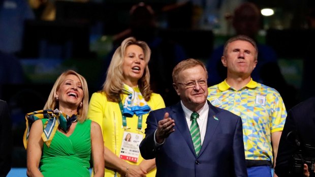 Backing athletes: President of the Australian Olympic Committe John Coates during the opening ceremony of the Rio Olympics.