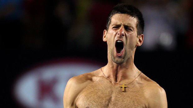 It's over ... Novak Djokovic lets it all out after winning the epic, six-hour match.