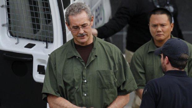 Guilty ... Allen Stanford leaves court in Houston, Texas, today.