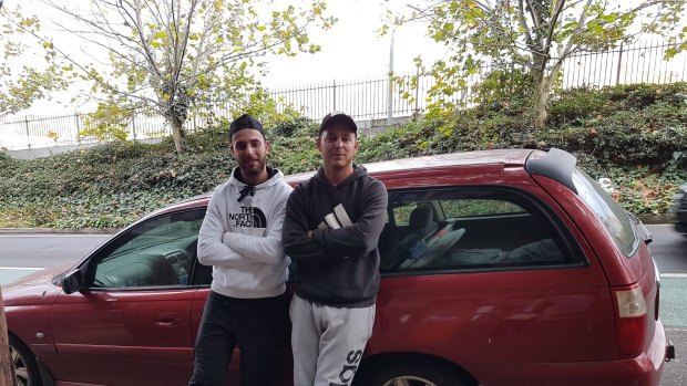 Thomas Castellano (left) and Vincent Poumot with their car
