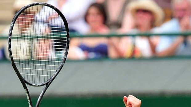 Marion Bartoli expresses her joy after beating Serena Williams.