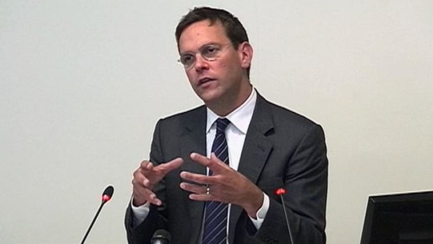 Grilled ... News Corp Deputy Chief Operating Officer, James Murdoch, speaking at the Leveson Inquiry.