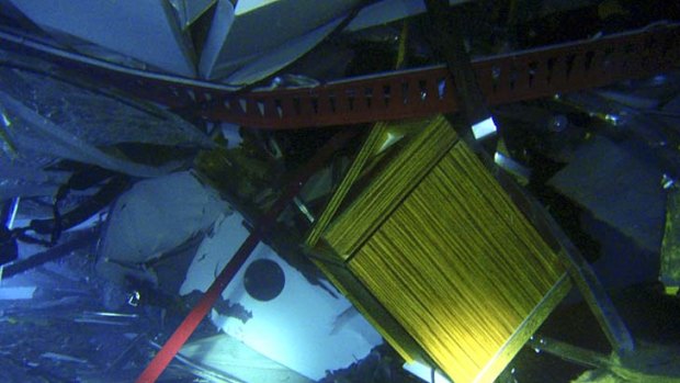 An underwater view of the  cruise ship Costa Concordia.