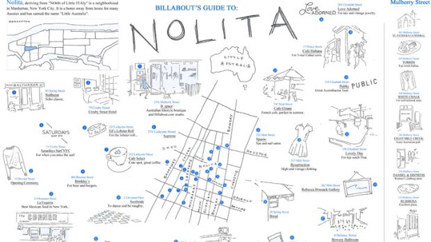 Map of Nolita, designed by B_Space for Billabout. Little Oz, Victoria Wellman