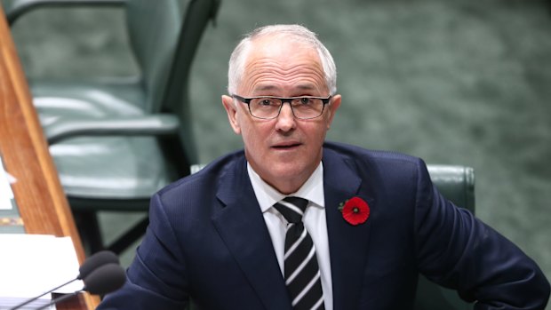 Prime Minister Malcolm Turnbull in question time. Photo: Alex Ellinghausen