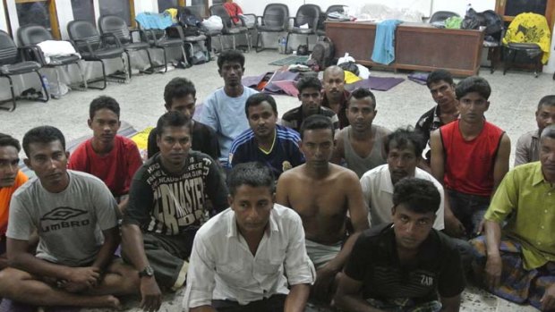 In limbo &#8230; some of the Arakanese Muslim refugees who made landfall in East Timor instead of Australia.