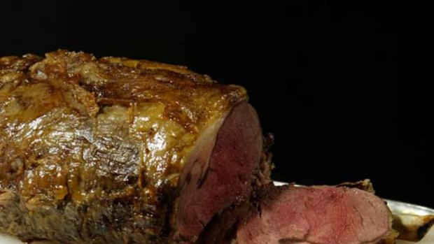 Wonderful ... four-hour standing rib roast on the bone served from a dinner trolley.