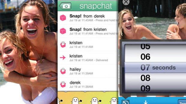 An image of scantily-clad girls is used to markett the Snapchat app.
