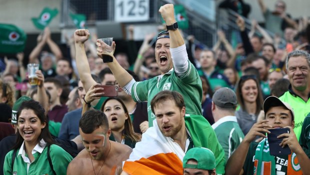 Irish fans celebrate the shock victory.