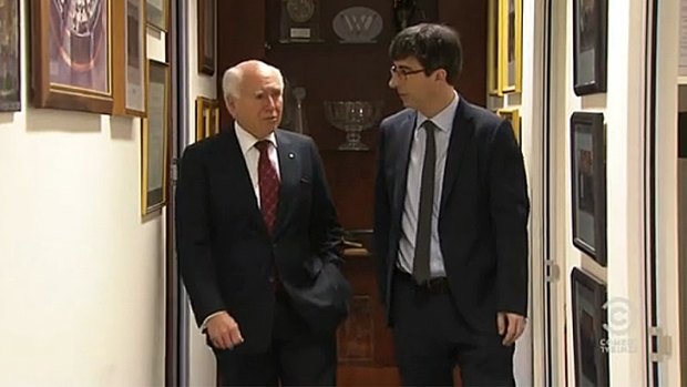 Emmy worthy ... Former PM John Howard with <i>The Daily Show</i>'s John Oliver.