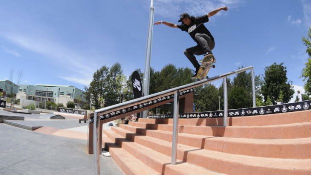 ON A ROLL: Top Canberra skateboarder Matt Cheney throws down a move.