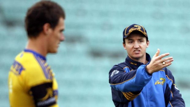 Return of a familiar face ... Jason Taylor, seen here during an Eels training run in 2006.