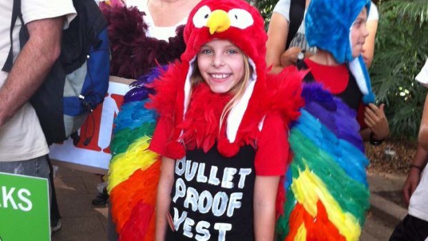 Costume protest ... Kayleigh Greig, 9, said she was concerned animals would be shot.