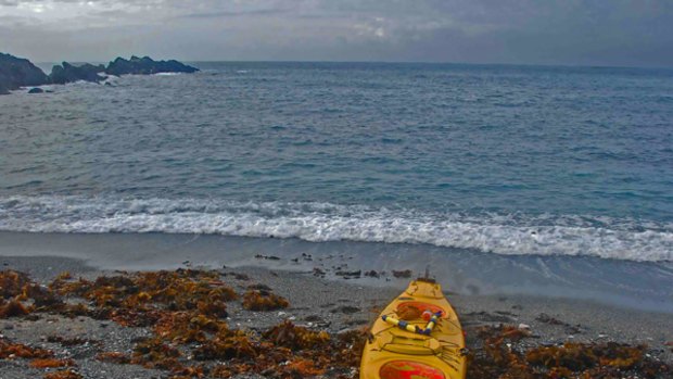 Open ocean ... the author's kayak enroute to Burrewarra Point Lighthouse.