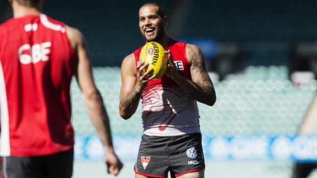 Fame game: Lance Franklin at the SCG on Tuesday.