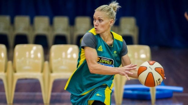 "We do love it when we get to put on the green and gold:" Erin Phillips during training with the Opals earlier this year.