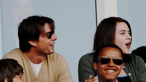 Tom Cruise, son Connor and daughter Isabella at a Los Angeles Galaxy game in 2009.
