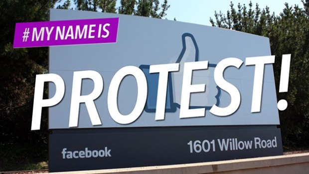 Protest: those opposed to Facebook's 'real name' policy have descended on the site's headquarters.