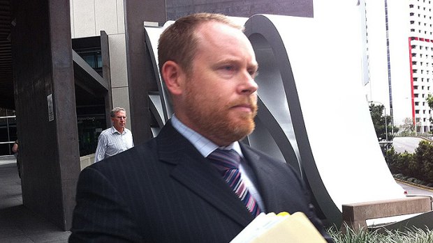 Tim Meehan, the lawyer for Brett Peter Cowan, leaves court today.