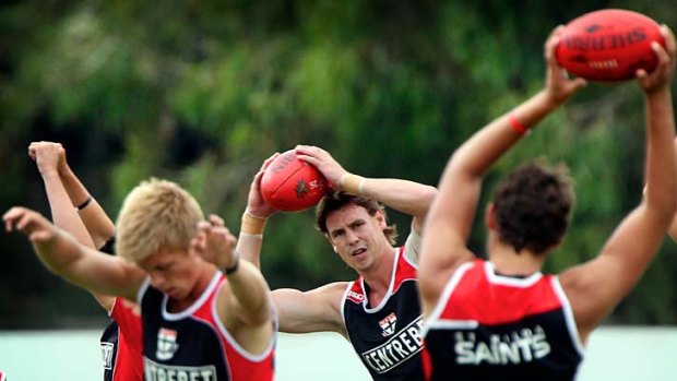 Ready for another year: Justin Koschitzke at St Kilda training this week at Seaford.
