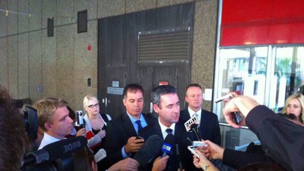 iiNet chief executive Michael Malone fronts the media outside court.