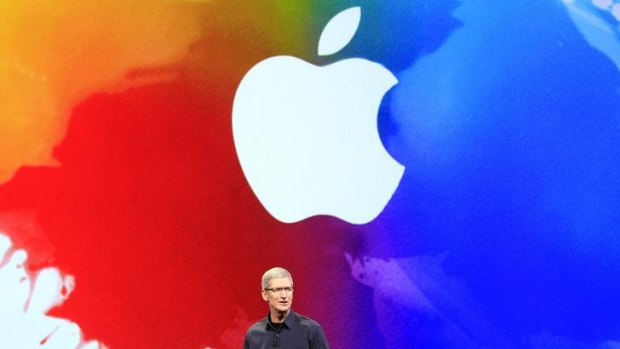 Apple CEO Tim Cook speaks during an event in San Francisco today.