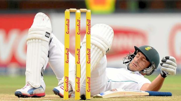 Down but not out: South African batsman Faf du Plessis.