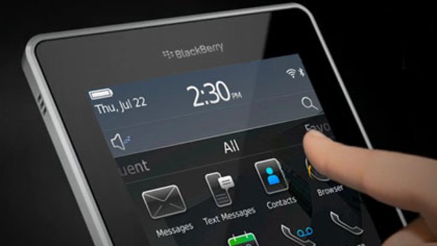 A mockup of the Blackberry tablet using HP's slate as a base.