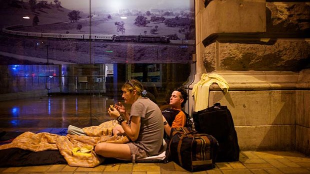 On the streets: Couple Shane and Teresa have been sleeping outside Central Station as they await suitable housing.