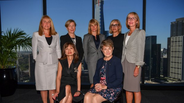 The women in leadership roundtable: (from left, top) Jacqueline Hey, Jane Halton, Kate Vidgen, Janette Kendall, Marie McDonald, (from left, front) Wai Tang and Elizabeth Proust.