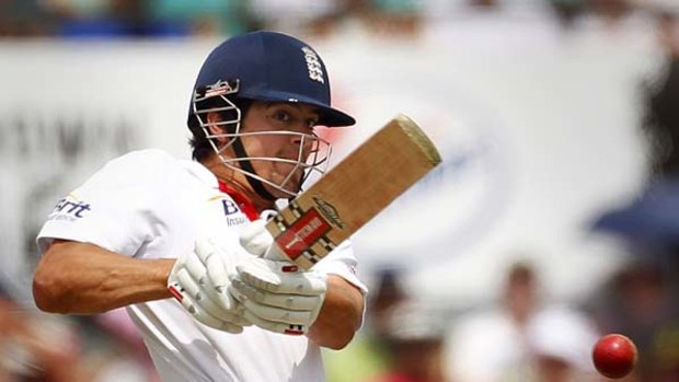 Alastair Cook on his way to 189 at the SCG yesterday. The Englishman has scored 766 runs so far in the Ashes series.