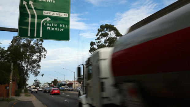 Too much congestion: Trucks break down almost twice daily on Pennant Hills Road.