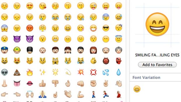 Mavericks users can quickly add smileys, animals and other icons to text fields.