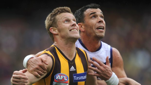 Sam Mitchell and Ryan Crowley went head-to-head in the 2013 grand final.
