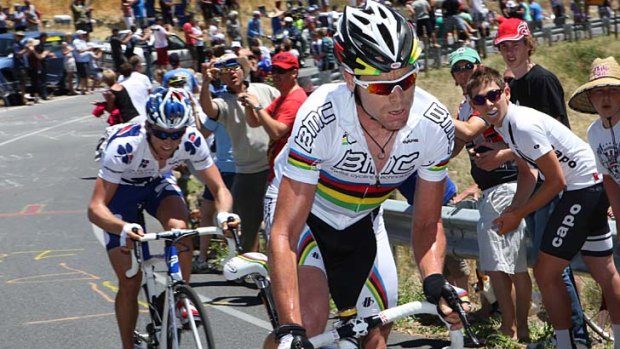 On home ground: Australia's Cadel Evans competing in a previous Tour Down Under.