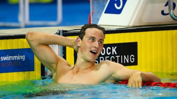 Too easy: Cameron McEvoy takes in his stunning 100m victory before his home crowd on the Gold Coast on Friday.