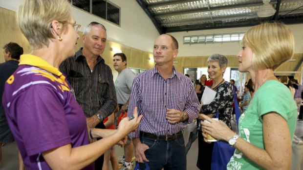 LNP leader Campbell Newman campaigns in the seat of Ashgrove.
