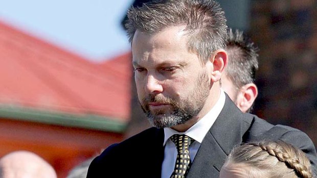 Gerard Baden-Clay at the funeral of his wife, Allison.
