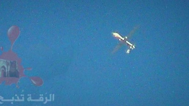 Activist website "Raqqa is Being Slaughtered Silently" posted this photo of what experts believe is a US drone flying over the Syrian city of Raqqa, one of the strongholds of Islamic State.