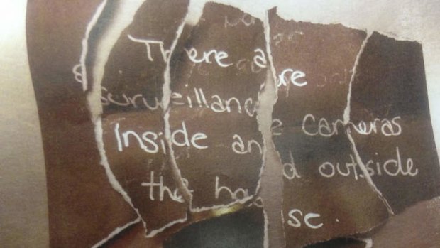The ripped-up note found in Lisa Harnum's jean pocket.