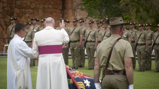 RALIA - DECEMBER 06:  The 9th Battalion, Royal Queensland Regiment,  receiving  their new colours.