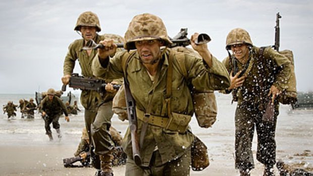 New band of brothers ... a scene from the blockbuster mini-series <i>The Pacific</i>.