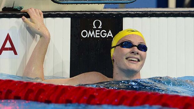 Sprint queen: Cate Campbell after winning the women's 100m freestyle final in Barcelona.
